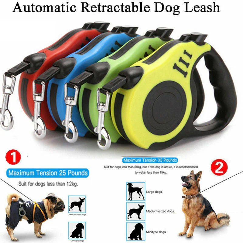 Automatic Retractable Dog Leash - Dual Size Options with Brake & Lock Safety System - PetsZio