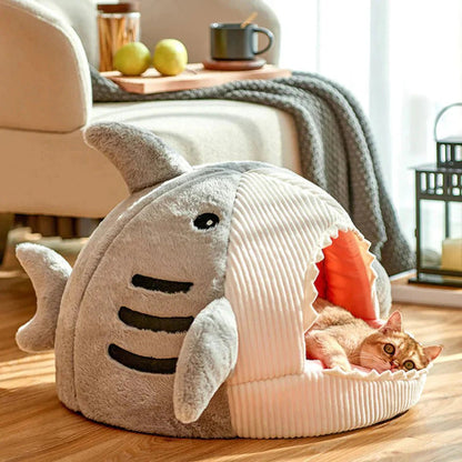 Luxury Plush Shark Pet Bed - PetsZio