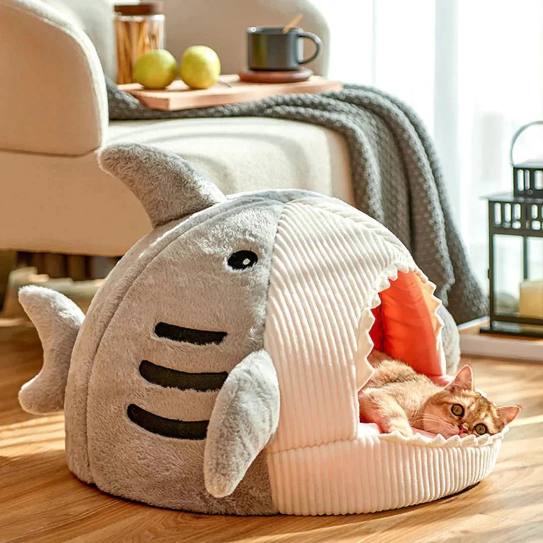 Luxury Plush Shark Pet Bed - PetsZio