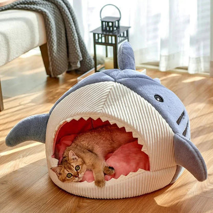 Luxury Plush Shark Pet Bed - PetsZio