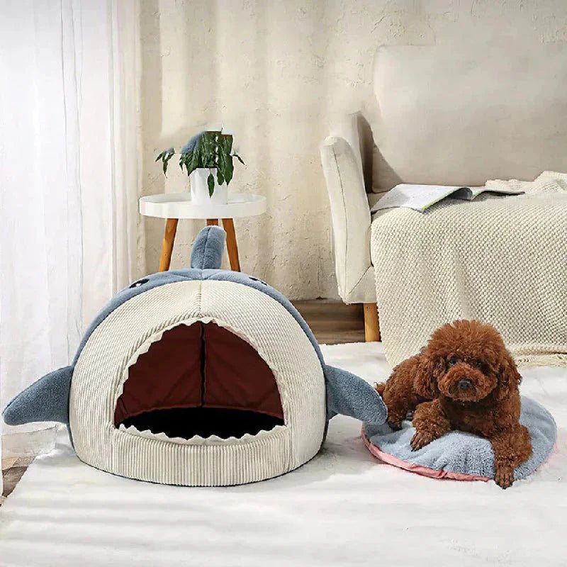 Luxury Plush Shark Pet Bed - PetsZio