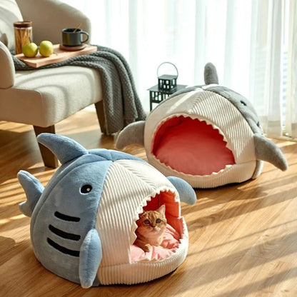 Luxury Plush Shark Pet Bed - PetsZio